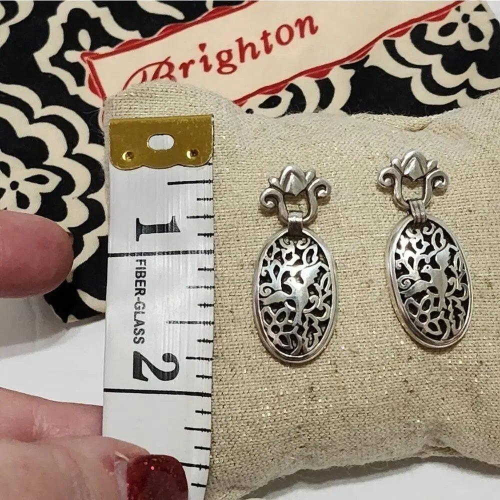 Brighton silver tone post drop filigree bird‎ flying earrings